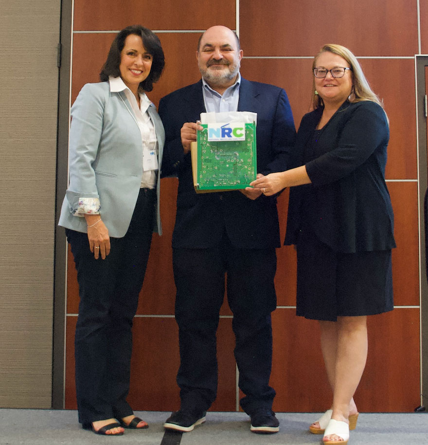(Left to Right) Jan Martin, director of communications and public affairs, Domtar; Peter Adrian, chairman, NRC Board of Directors; Teresa Bradley, president, NRC Board of Directors