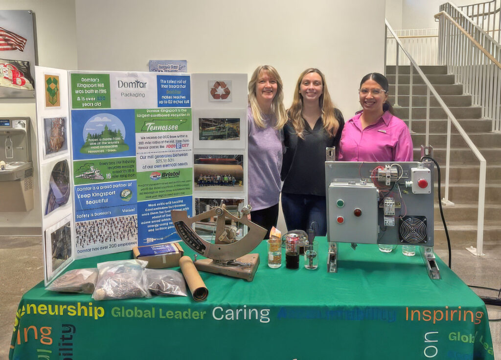 Representing Domtar’s Kingsport Mill at the Women in STEM Night hosted by Dobyns-Bennett High School included, from left, Bonnie Depew, Tori Johnson and Iris Fregoso. 